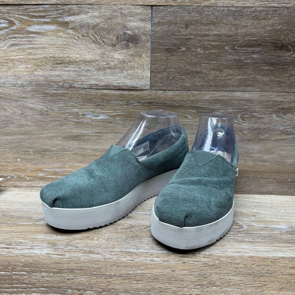 TOMS Bonsai Green Alpargata Midform Espadrille Textile Flats Women's Size 7.5